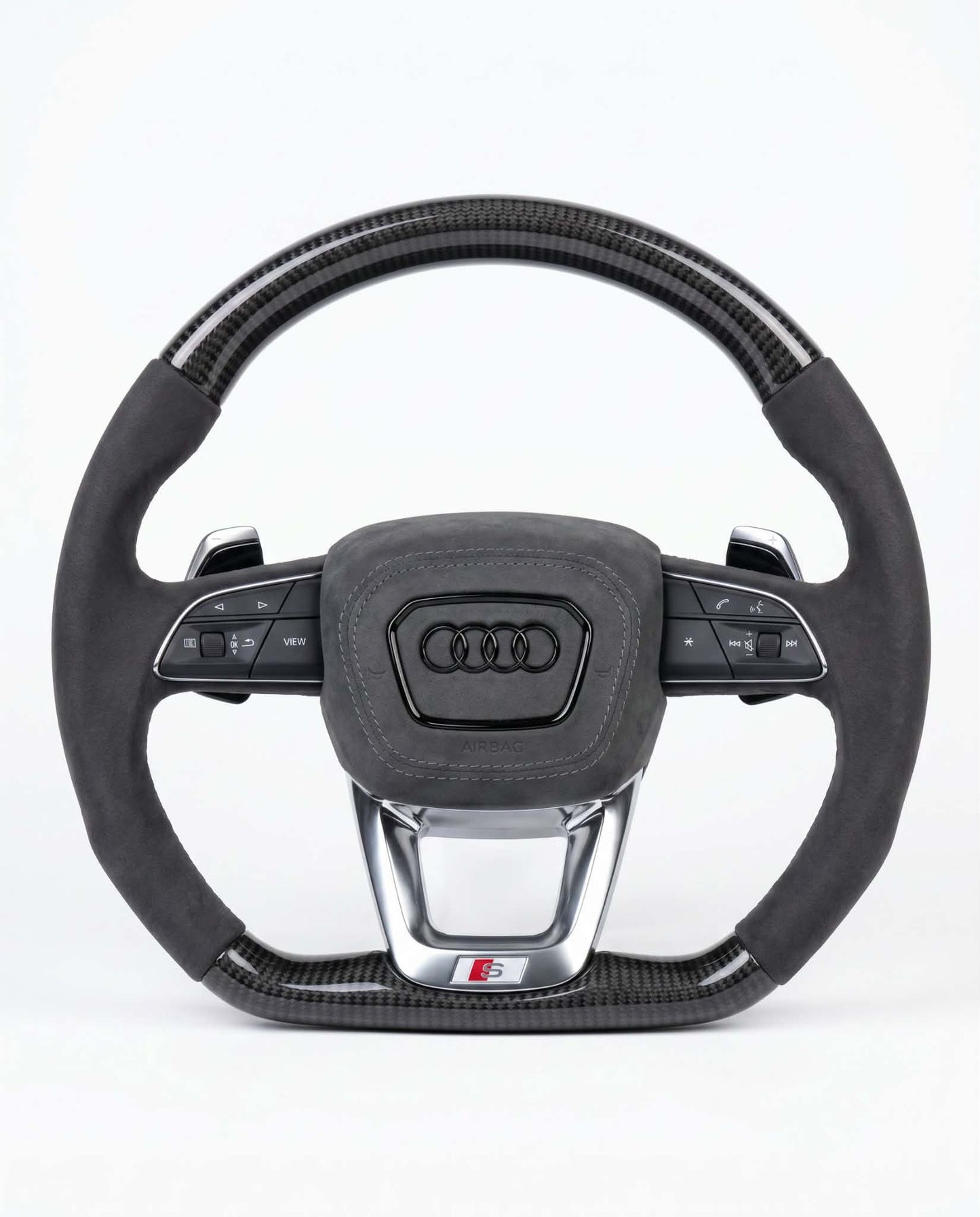 Sportlenkrad für Audi A3 S3 RS3, A4 S4 RS4, A5 S5 RS5, Q7 SQ7, Q8 SQ8 RSQ8 - Glänzend Carbon