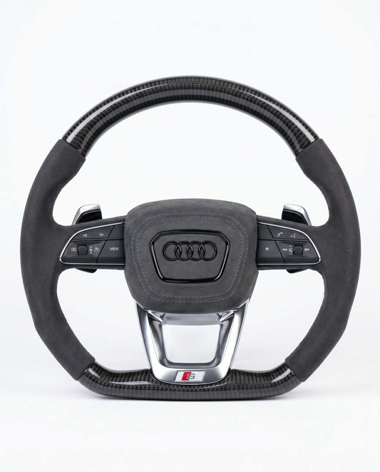 Sportlenkrad für Audi A3 S3 RS3, A4 S4 RS4, A5 S5 RS5, Q7 SQ7, Q8 SQ8 RSQ8 - Glänzend Carbon