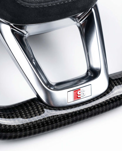 Sportlenkrad für Audi A3 S3 RS3, A4 S4 RS4, A5 S5 RS5, Q7 SQ7, Q8 SQ8 RSQ8 - Glänzend Carbon